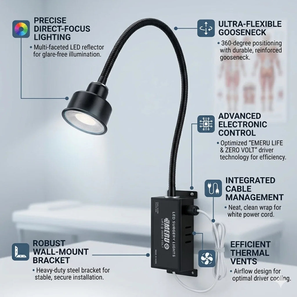 3 LED Examination Light Wall mounting 30K Lux capacity
