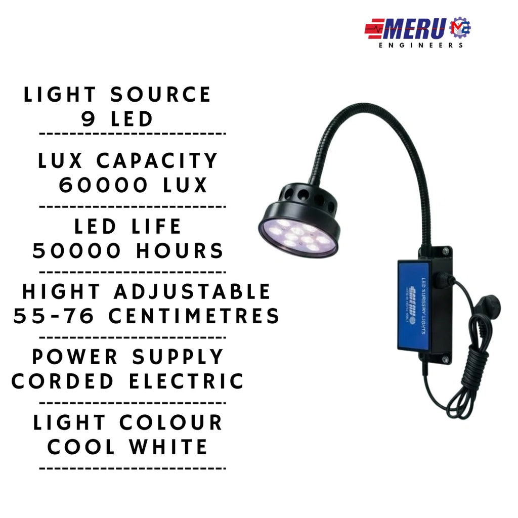 9 LED Examination Light Wall Mounting 60K Lux Capacity