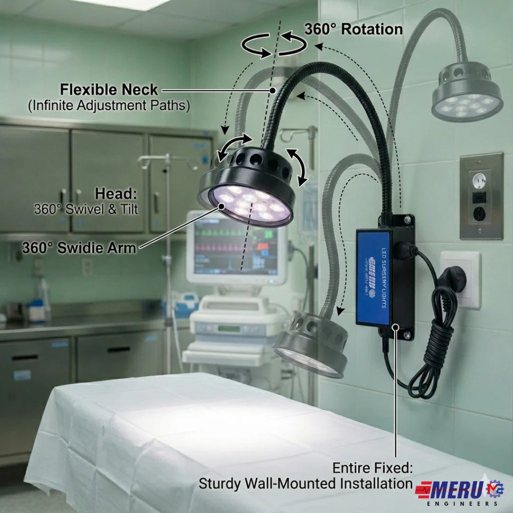 9 LED Examination Light Wall Mounting 60K Lux Capacity