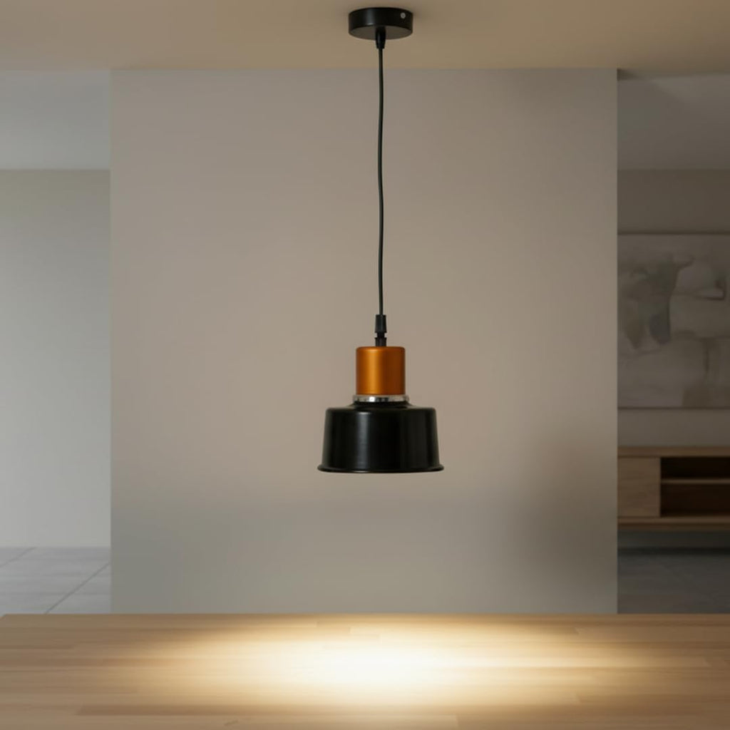 Ceiling Hanging Light Antique Golden Black Pendant for Dining Table, Living Room, Bedroom, Restaurants, Offices, Cafes, Hotels. 9 Watts LED Bulb Included (Antique Golden Black)