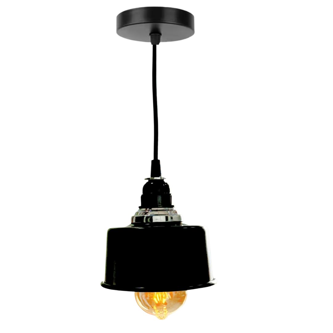 Pendant Stainless Steel Round Black for Dining Table, Living Room, Bedroom, Restaurants, Offices, Cafes, Hotels. E27 Bulb Type. (Bulb Not Included) (Classic SS 304)