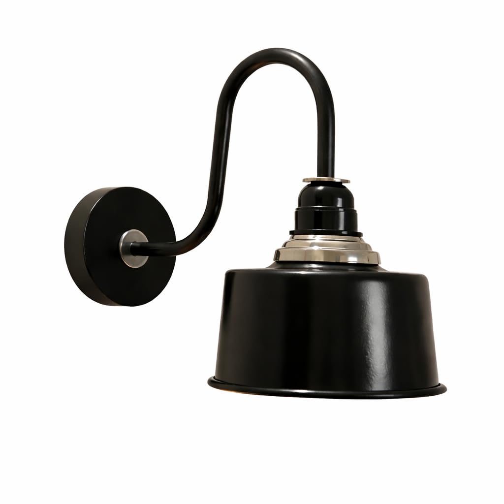 Industrial Black Wall Sconce Light – Modern Metal Wall, E27 Base, Wall Light Fixture for Bedroom, Living Room, Hallway, Restaurant & Cafe (with LED Bulb) (Moroccan)