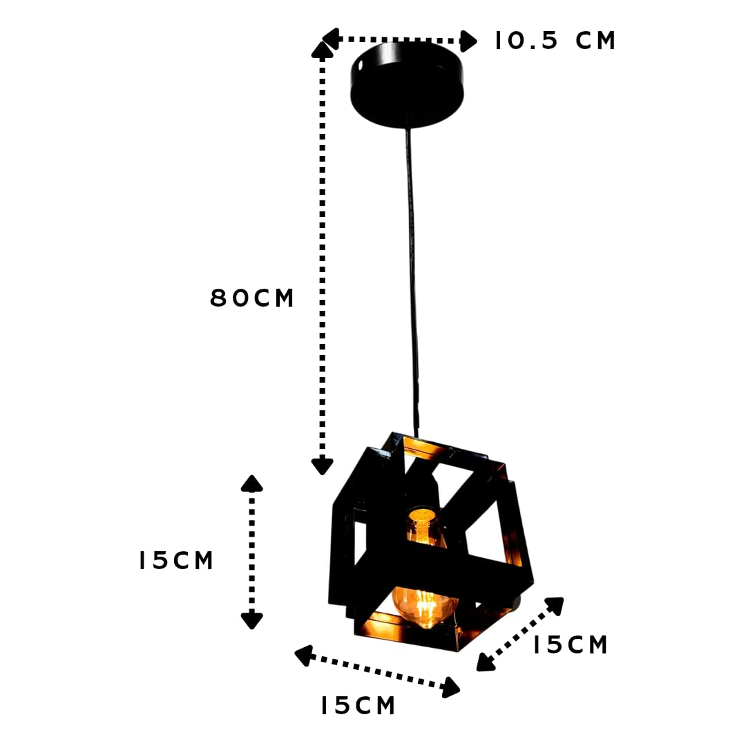 Ceiling Hanging Light Hexa Round Shape Black Pendant for Dining Table, Living Room, Bedroom, Restaurants, Offices, Cafes, Hotels. E27 Bulb Type. (Bulb Not Included) (Hexa Square)