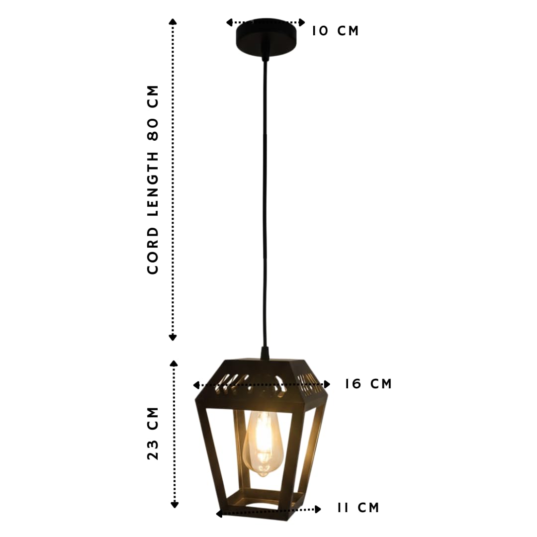 Ceiling Hanging Light Hexa Round Shape Black Pendant for Dining Table, Living Room, Bedroom, Restaurants, Offices, Cafes, Hotels. E27 Bulb Type. (Bulb Not Included) (Mid-Century Modern)