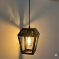 Ceiling Hanging Light Hexa Round Shape Black Pendant for Dining Table, Living Room, Bedroom, Restaurants, Offices, Cafes, Hotels. E27 Bulb Type. (Bulb Not Included) (Mid-Century Modern)