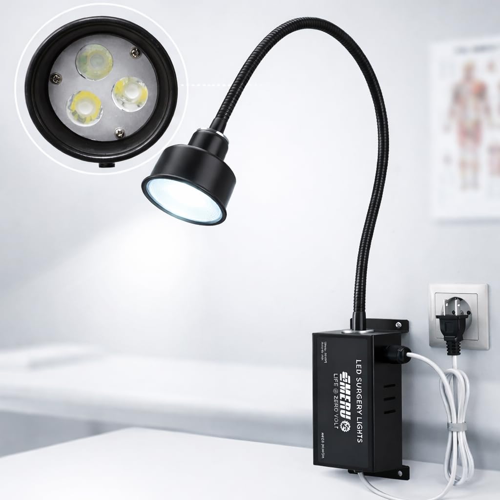 LED Examination Light 30000 Lux with Flexible Arm, Bright Illumination, Surgical Lamp, Clinic, Dental, Veterinary, OPD, Microbiology Lab, Gyanaecologist, Pet Clincs (Wall Mount, 3 LED 30K Lux)