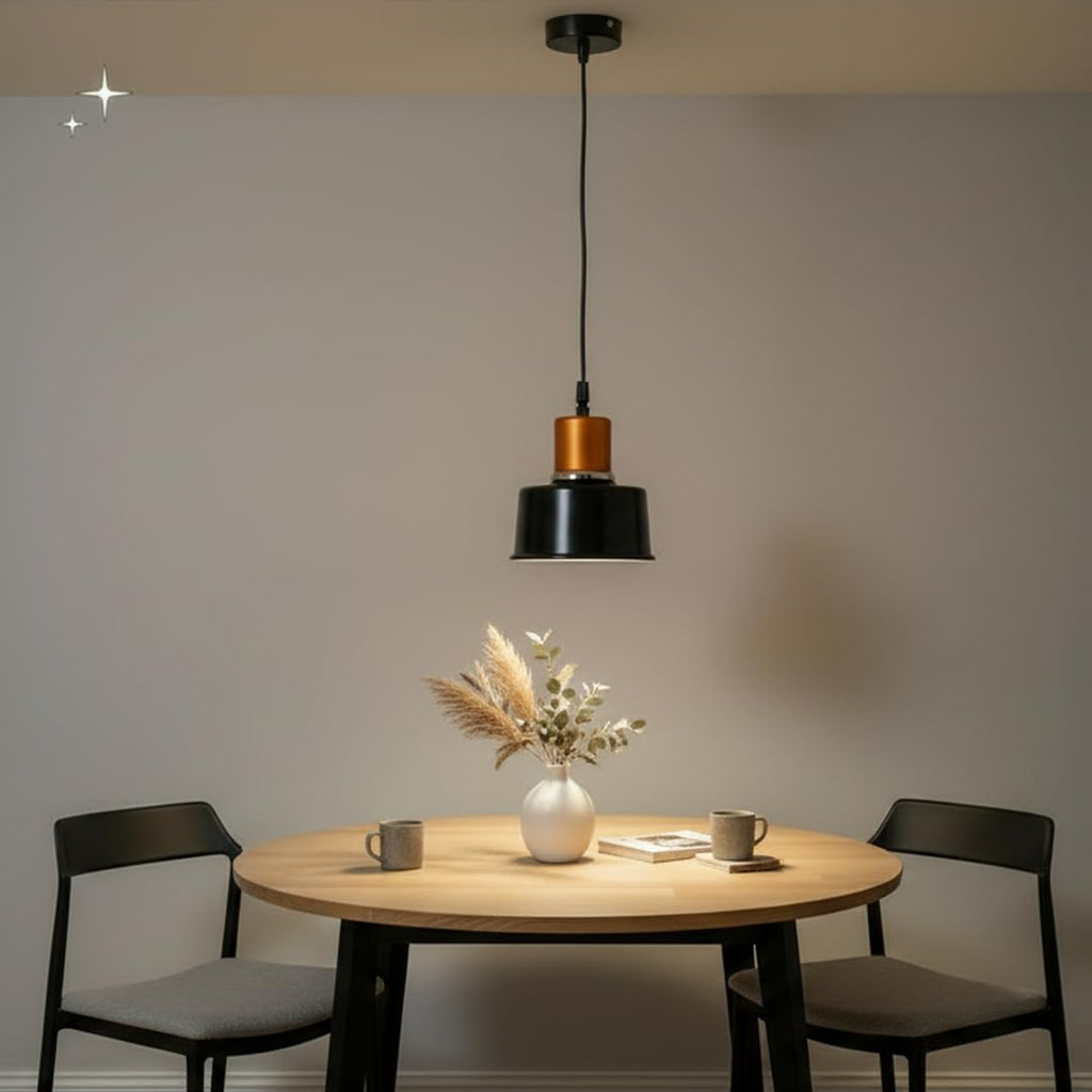 Ceiling Hanging Light Antique Golden Black Pendant for Dining Table, Living Room, Bedroom, Restaurants, Offices, Cafes, Hotels. 9 Watts LED Bulb Included (Antique Golden Black)