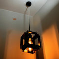 Ceiling Hanging Light Hexa Round Shape Black Pendant for Dining Table, Living Room, Bedroom, Restaurants, Offices, Cafes, Hotels. E27 Bulb Type. (Bulb Not Included) (Hexa Square)