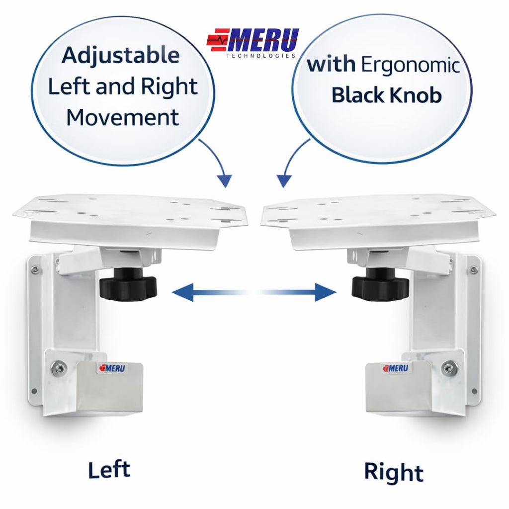 Wall Mount for Patient Monitor | Heavy-Duty Powder-Coated Steel | Adjustable Left & Right Movement with Ergonomic Black Knob