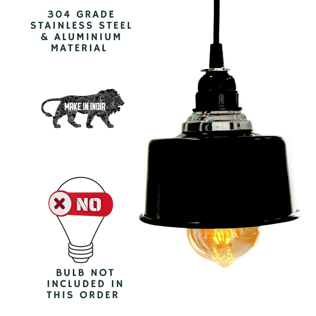 Pendant Stainless Steel Round Black for Dining Table, Living Room, Bedroom, Restaurants, Offices, Cafes, Hotels. E27 Bulb Type. (Bulb Not Included) (Classic SS 304)