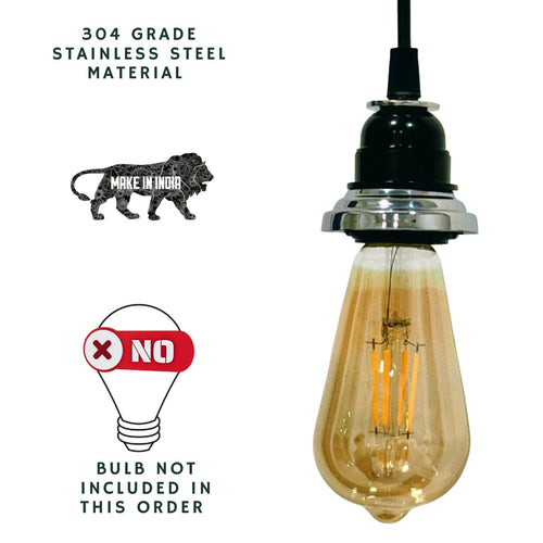 Ceiling Hanging Light Stainless Steel 304 & Black Pendant for Dining Table, Living Room, Bedroom, Restaurants, Offices, Cafes, Hotels. E27 Bulb Type. (Bulb Not Included) (SS 304)