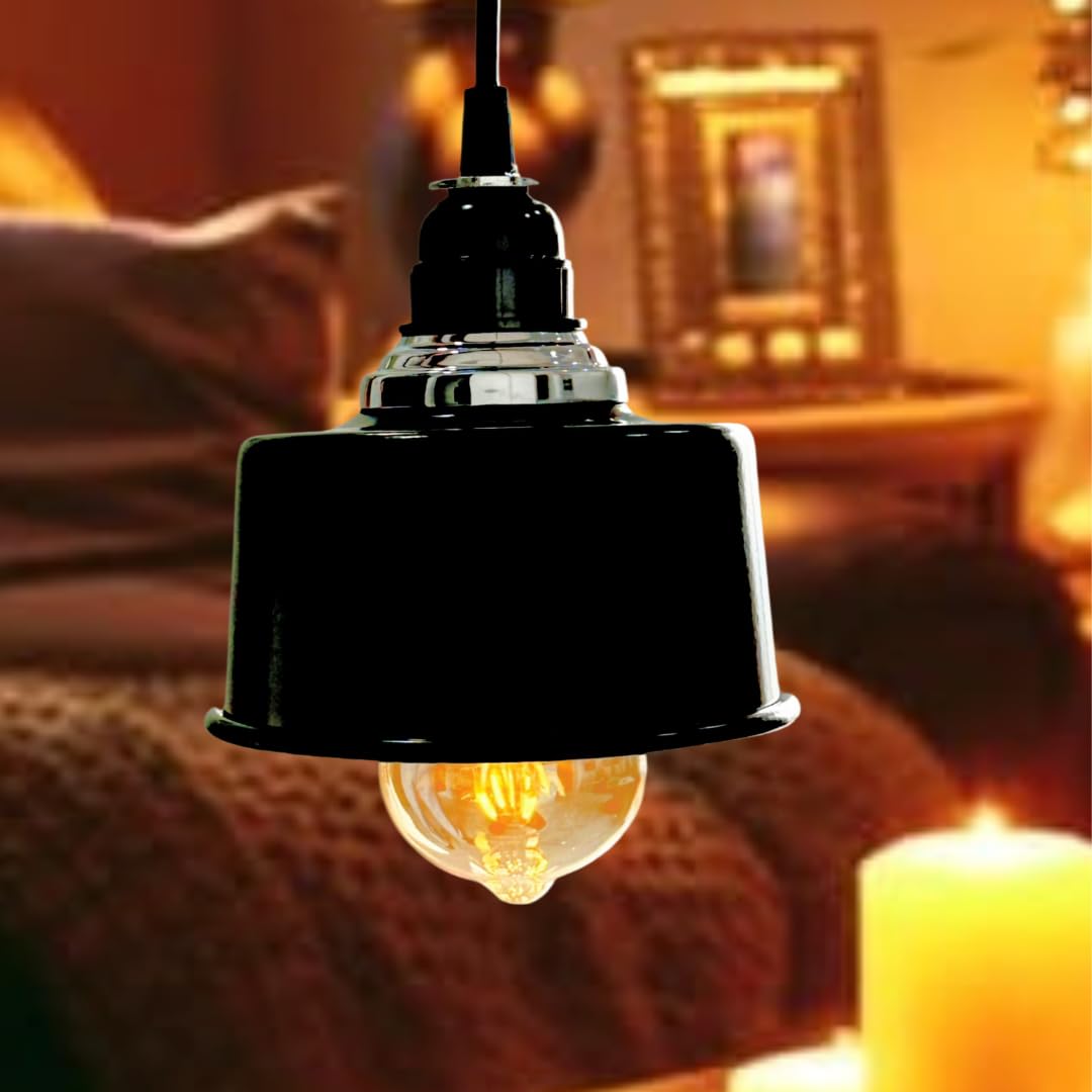 Pendant Stainless Steel Round Black for Dining Table, Living Room, Bedroom, Restaurants, Offices, Cafes, Hotels. E27 Bulb Type. (Bulb Not Included) (Classic SS 304)