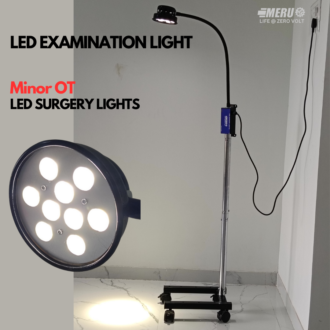 Minor OT Surgery LED Examination Light Stand Model 9 LED 60000 Lux capacity for Hospital, OT, Gyanaecologist, Microbiology Labs, Pet Clinics.