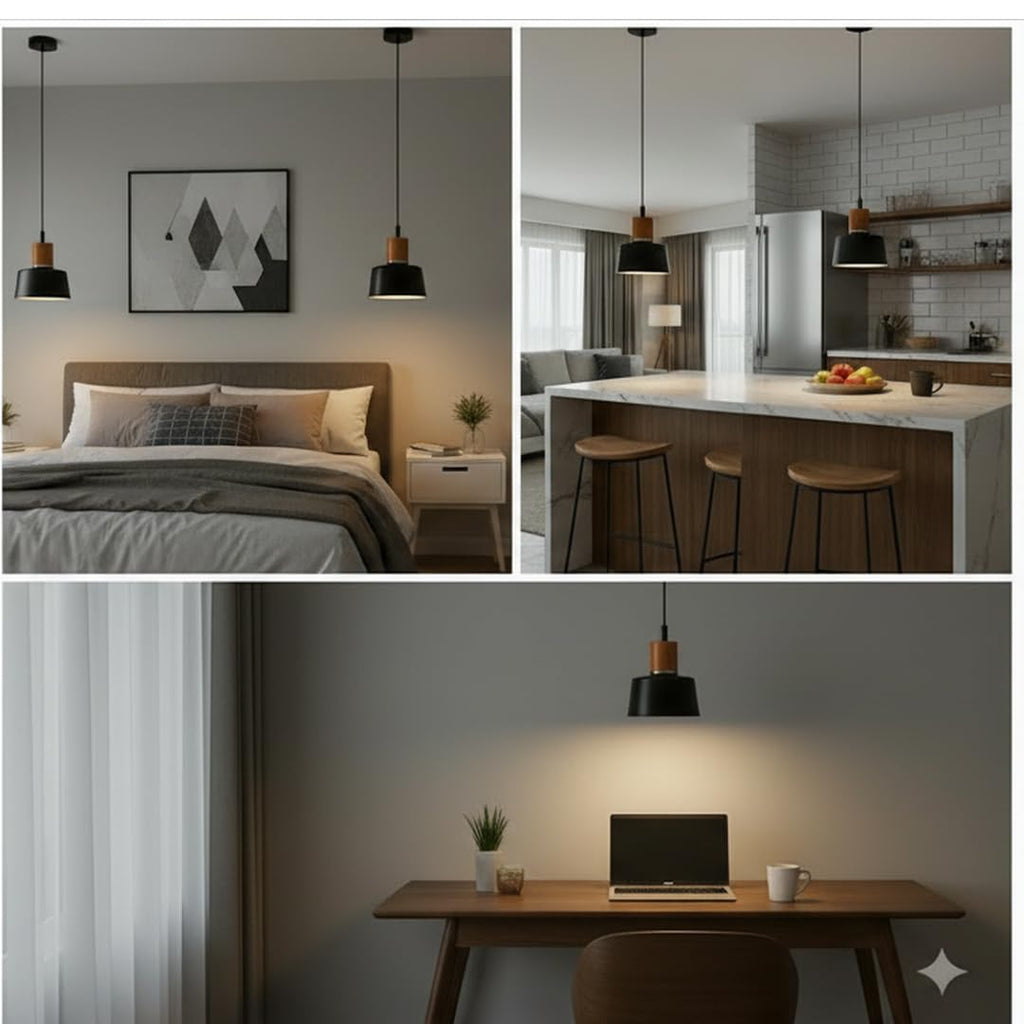 Ceiling Hanging Light Antique Golden Black Pendant for Dining Table, Living Room, Bedroom, Restaurants, Offices, Cafes, Hotels. 9 Watts LED Bulb Included (Antique Golden Black)