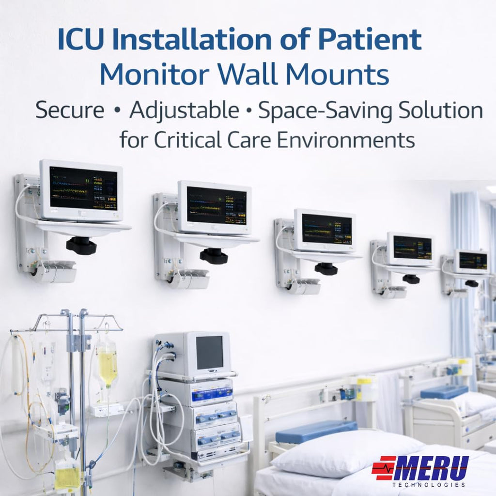 Wall Mount for Patient Monitor | Heavy-Duty Powder-Coated Steel | Adjustable Left & Right Movement with Ergonomic Black Knob