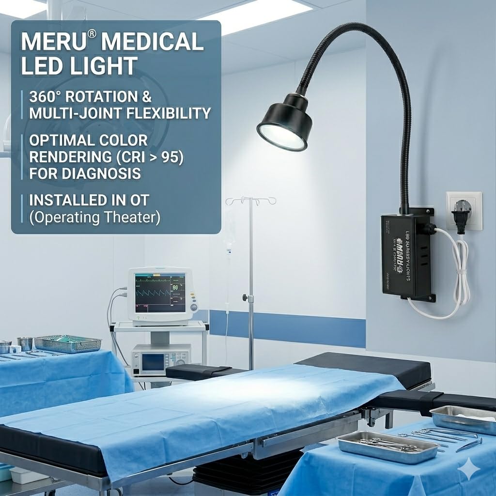 LED Examination Light 30000 Lux with Flexible Arm, Bright Illumination, Surgical Lamp, Clinic, Dental, Veterinary, OPD, Microbiology Lab, Gyanaecologist, Pet Clincs (Wall Mount, 3 LED 30K Lux)