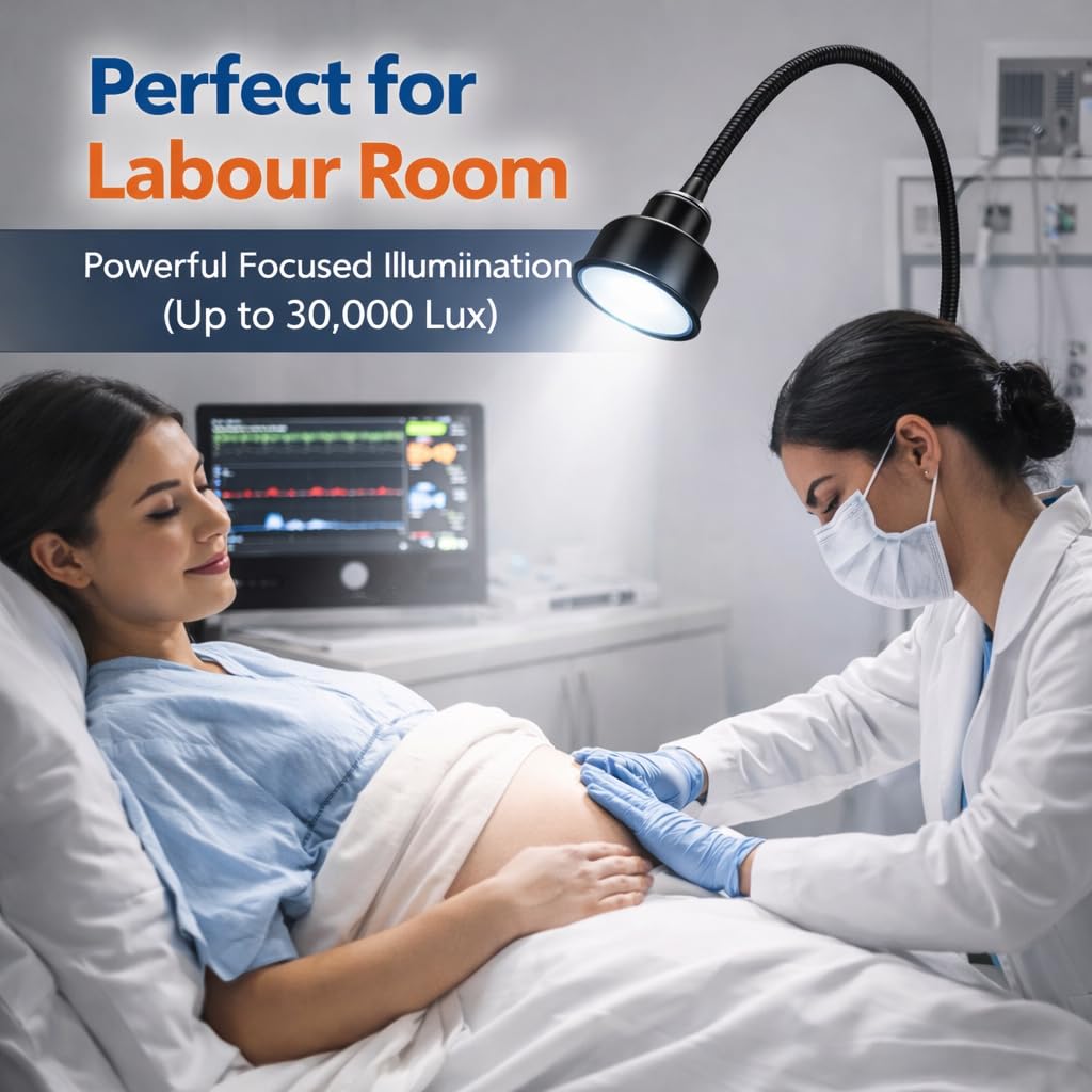 LED Examination Light 30000 Lux with Flexible Arm, Bright Illumination, Surgical Lamp, Clinic, Dental, Veterinary, OPD, Microbiology Lab, Gyanaecologist, Pet Clincs (Wall Mount, 3 LED 30K Lux)