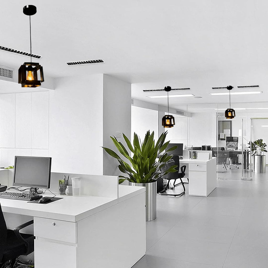 Ceiling Hanging Light Hexa Round Shape Black Pendant for Dining Table, Living Room, Bedroom, Restaurants, Offices, Cafes, Hotels. E27 Bulb Type. (Bulb Not Included) (Hexa Square)