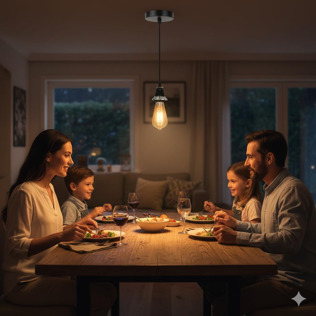 Ceiling Hanging Light Stainless Steel 304 & Black Pendant for Dining Table, Living Room, Bedroom, Restaurants, Offices, Cafes, Hotels. E27 Bulb Type. (Bulb Not Included) (SS 304)