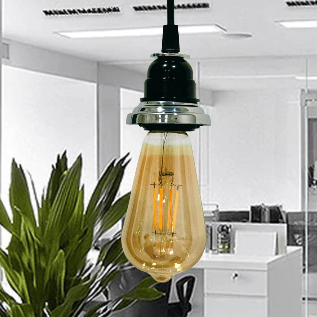 Ceiling Hanging Light Stainless Steel 304 & Black Pendant for Dining Table, Living Room, Bedroom, Restaurants, Offices, Cafes, Hotels. E27 Bulb Type. (Bulb Not Included) (SS 304)