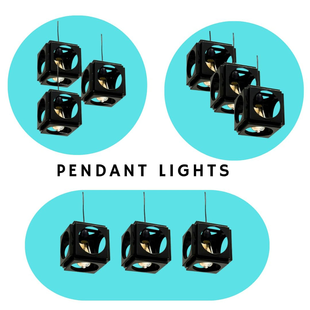 Ceiling Hanging Light Hexa Round Shape Black Pendant for Dining Table, Living Room, Bedroom, Restaurants, Offices, Cafes, Hotels. E27 Bulb Type. (Bulb Not Included) (Hexa Round)