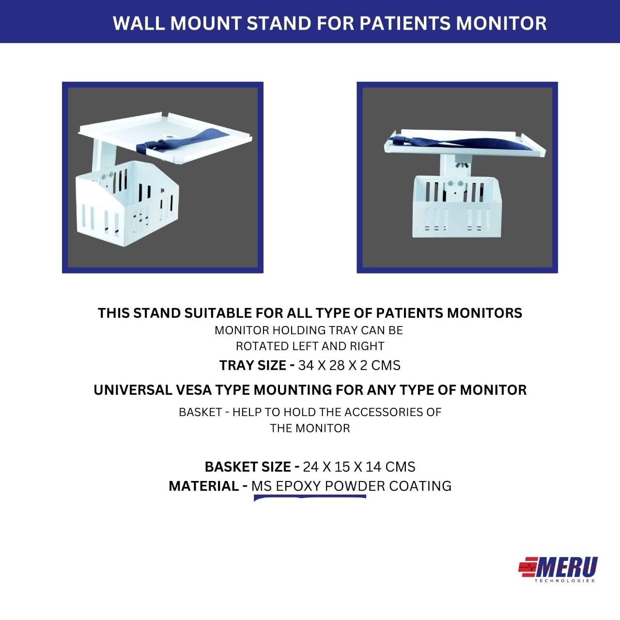 Patient Monitor Wall Mount Stand Compatible with All Multipara Patient Monitor.