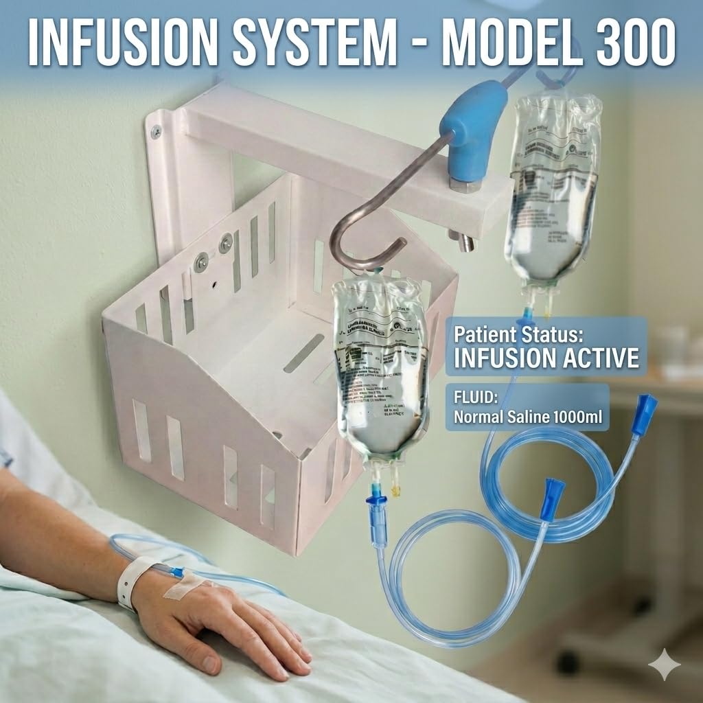 Saline Stand Wall Mount 2 Hook for Hospital, ICU, Clinics, Labs, Homes IV Saline Bags Saline Stand Wall Mount Saline Stand (Saline Stand 2 Hook with Basket Pack of 1)