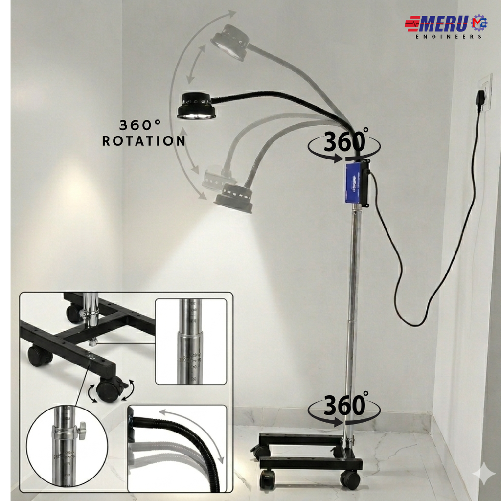 Minor OT Surgery LED Examination Light Stand Model 9 LED 60000 Lux capacity for Hospital, OT, Gyanaecologist, Microbiology Labs, Pet Clinics.