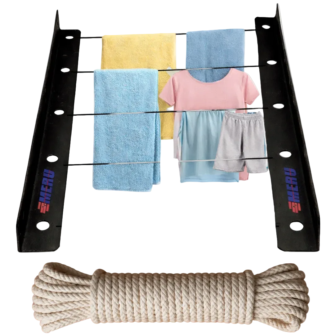 Wall Mounted Clothes Drying Rack for Balcony | Heavy Duty Metal Laundry Drying Stand | Space Saving Wall Hanger | Rust Proof Indoor Outdoor Clothes Dryer