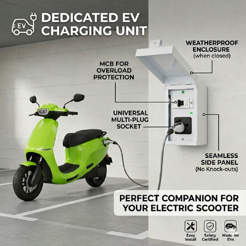 EV Charging Box with 16 Amps MCB & 16 Amps Safety Socket Suitable for All type of Electrical Vehicles