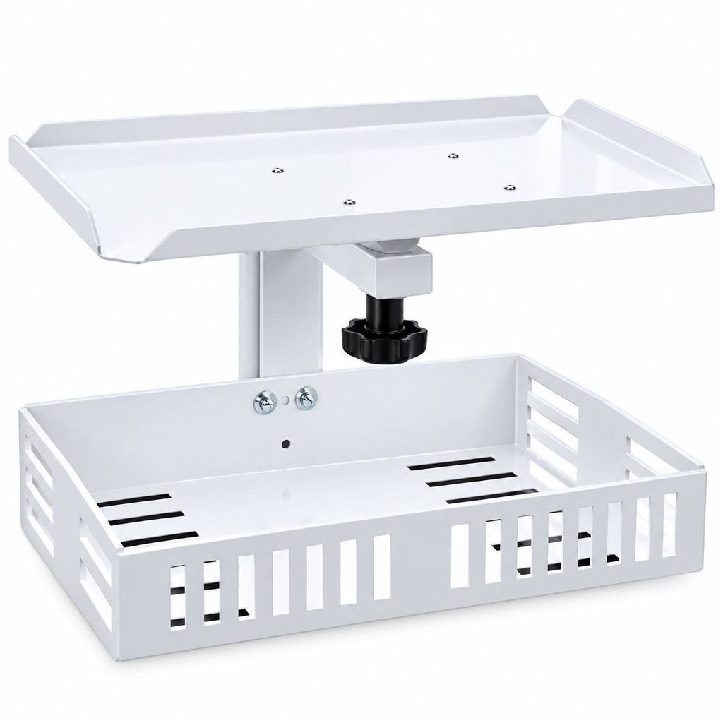Patient Monitor Wall Stand With Storage Basket. Heay - Duty Metal Body With Left and Right Movement Compatible with All type Patient Monitor.
